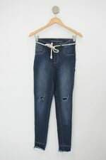 Calça Jeans darlook feminina azul com Faixa na Cintura