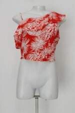 Blusa me love feminina vermelha  estampada com Sobreposto