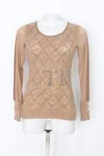 Blusa talita kume feminina bege com Forro e Strass