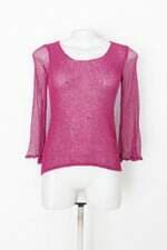 Blusa de tela manga 3/4 feminina rosa 