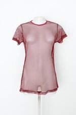 Blusa visoul feminina vermelho com Corte à laser e Transparência