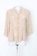 Camisa ellen brook feminina bege floral com Transparência