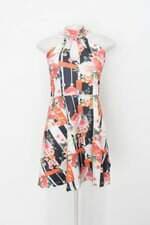 Vestido feminino estampado com Recortes