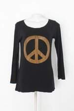 Blusa feminina preta com Strass e Barra Mullet