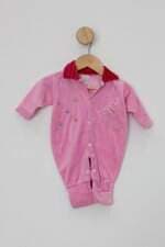 Macacão Infantil pequenos passos rosa com Bordado
