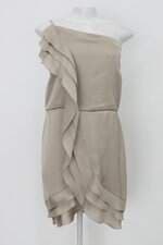 Vestido patachou feminino bege com Babado