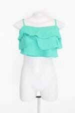 Blusa cropped feminina verde com Babado