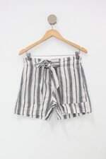 Shorts viviane furrier feminino listrado com Sobreposição e Forro