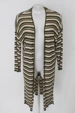 Cardigan renner feminino verde listrado com Fenda