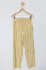 Calça de pijama feminina amarela com renda