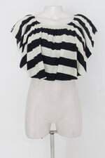 Cropped feminino estampado com Babado