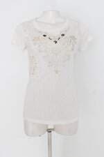 Blusa feminina branca com Strass e Renda