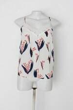 Blusa vashti feminina branca estampada com Renda