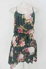 Vestido starlinda feminino verde estampado com Forro
