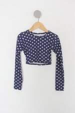 Blusa Infantil azul com bolinhas 