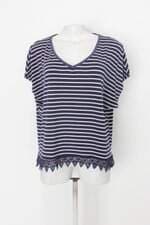 Blusa gregory feminina azul listrado com Renda