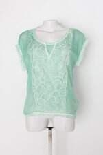 Blusa m.nacional feminina verde com Aplique e Transparência