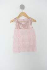 Vestido Infantil rosa com paetê e babado
