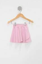 Saia Infantil rosa com sobreposicao e cos de elastico