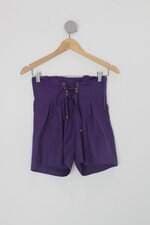 Shorts duplo sentido feminino roxo com Pregas e Ilhós