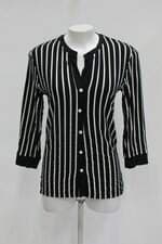 Blusa bayard feminina preta com listras brancas 