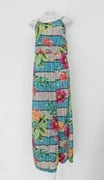 Vestido feminino estampado com Fenda
