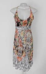 Vestido feminino estampado com Tiras