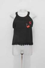 Regata feminina preta com Bordado