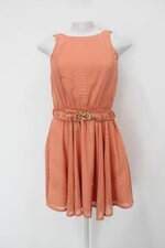 Vestido coca-cola feminino coral com Forro e cinto