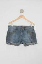 Shorts feminino azul com Aplique