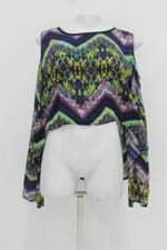 Blusa feminina estampada com Barra Mullet manga longa 