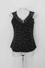 Blusa y&j feminina preta estampada com Renda