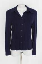Camisa monica moura feminina azul com Nervura