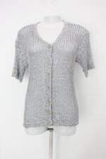 Camisa de tricô feminina cinza com Transparência
