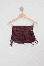 Shorts de academia feminino vinho militar com Franzido