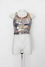 Regata cropped feminina estampada com Recortes