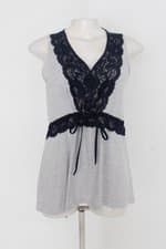 Blusa any any feminina cinza com Renda