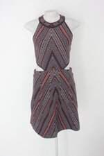 Vestido de tricot bobô feminino roxo estampado com Recortes
