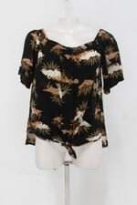 Blusa feminina preta estampada