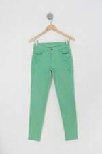 Calça de sarja feminina verde com Bordado