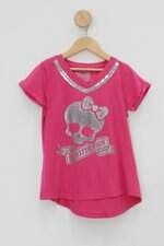 Blusa Infantil rosa com Silk e Paetê 