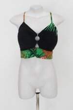 Top feminino preto estampado com Bojo