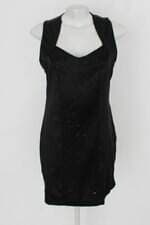 Vestido dnk collection feminino preto com Bordado e Paetê