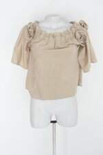 Blusa feminina bege com Aplique e Franzido