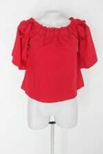 Blusa feminina vermelha com Aplique e Franzido