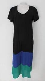 Vestido fili dell'a arte feminino preto com listra verde e azul