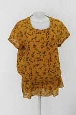 Blusa talita kume feminina amarela estampada com Babado e Forro