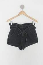 Shorts jeans wear feminino preto com Faixa na Cintura