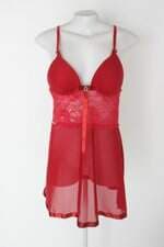 Camisola encantada lingerie feminina vermelha com Renda e Bojo