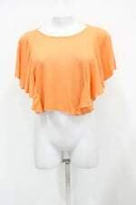 Blusa open feminina laranja com Assimetria